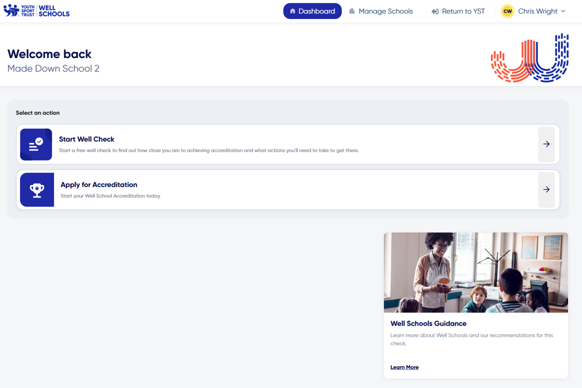 Well Schools dashboard