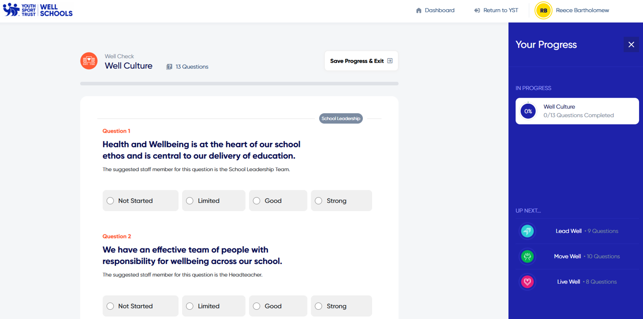 Well Check form and sidebar menu
